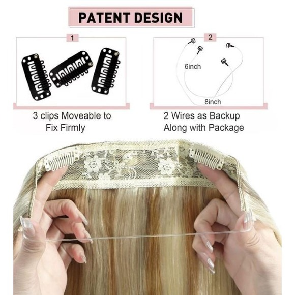 Ugrace Hair Blonde Human Hair Extension Weft Wire Straight 16 inch #P16-613 - Picture 2 of 4